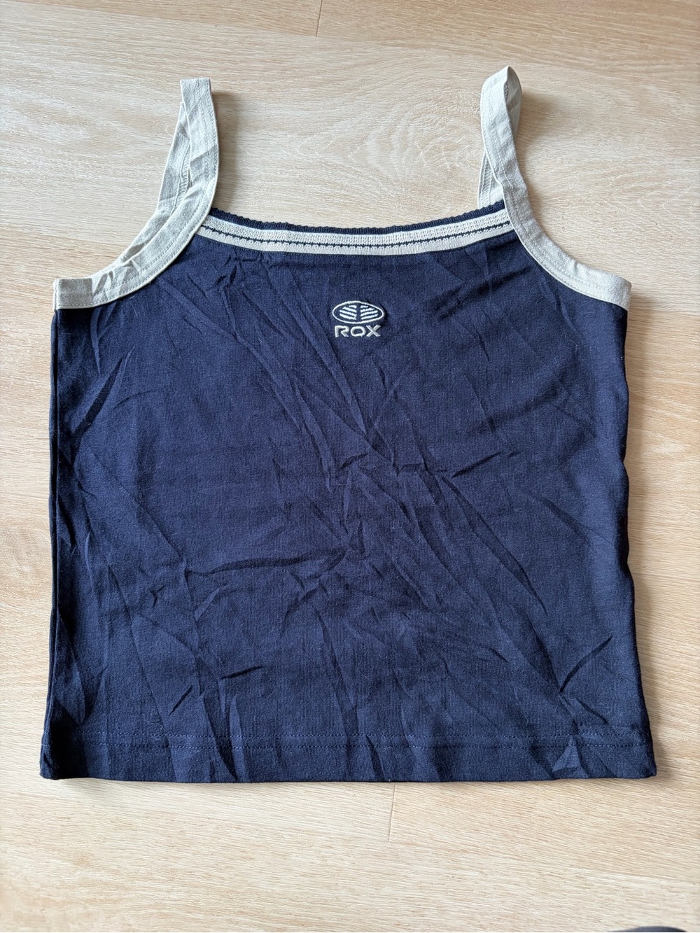 ROX Sports Y2K Style Navy Contrast Trim Cropped Tank Top S
